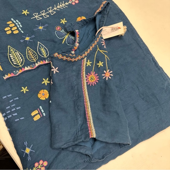 Johnny Was Biya Embroidered linen Blue Tunic dress size XL NWT - Picture 13 of 15